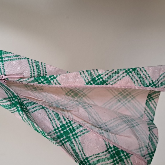 ASOS Daisy Street Check Balloon Sleeve Top Pink Green - Picture 10 of 14